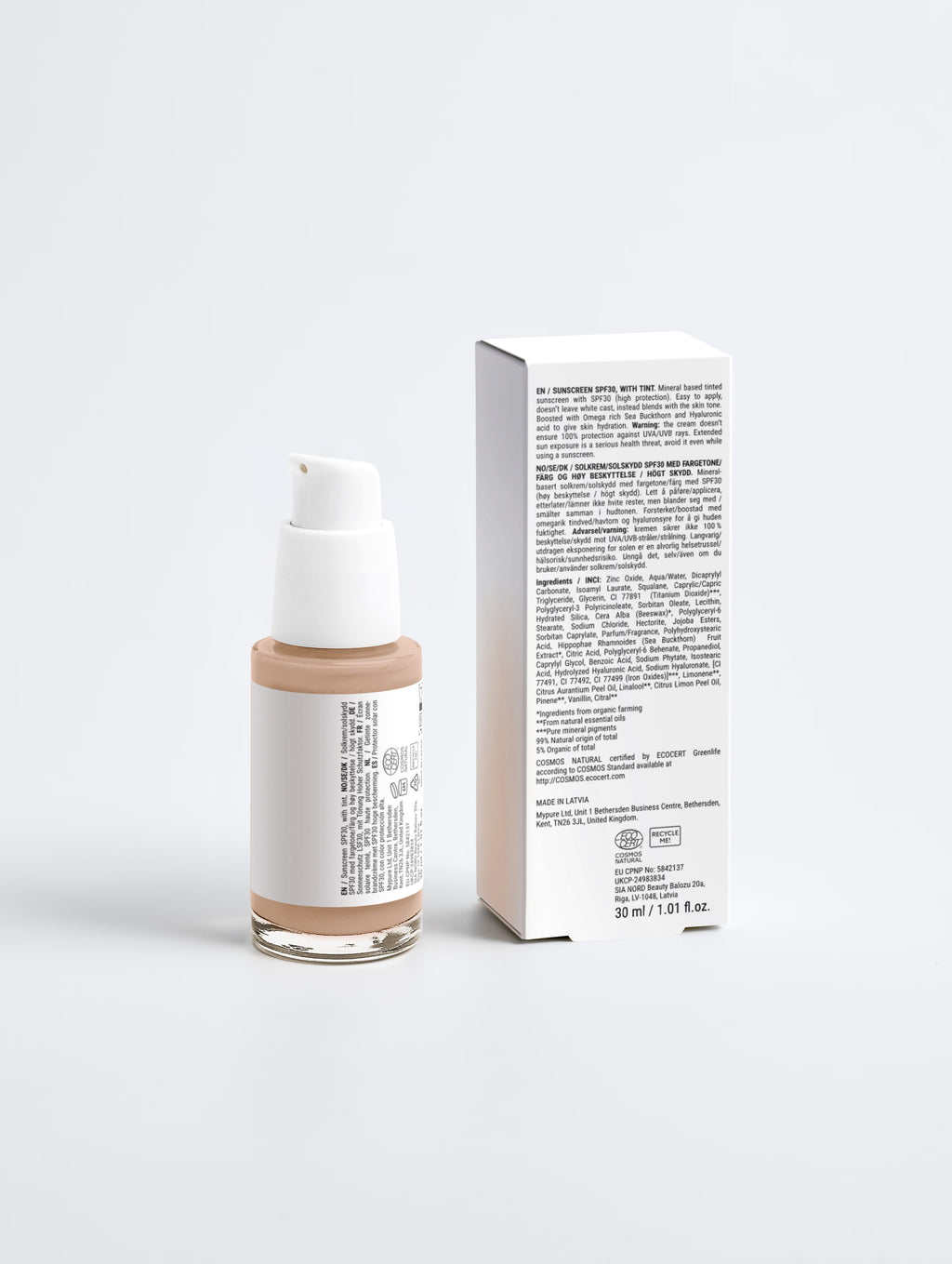 Protezione solare viso colorata SPF30